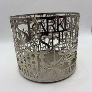 Bath & Body Works Silver Candle Holder 4" for 14.5 oz candles Christmas Themed